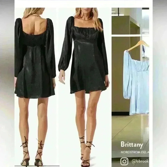 ASTR THE LABEL- NWT  Long Sleeve Satin Minidress Sz Small- Pink - Picture 2 of 9